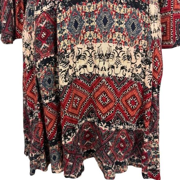 Holding Horses Anthropologie Bell Flare Sleeve Dress Mini Fit Flare Red Print M - Picture 7 of 16